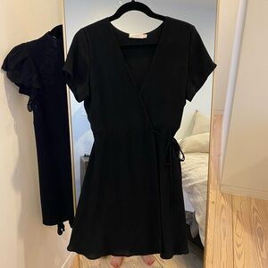LUSH black lightweight wrap mini dress
